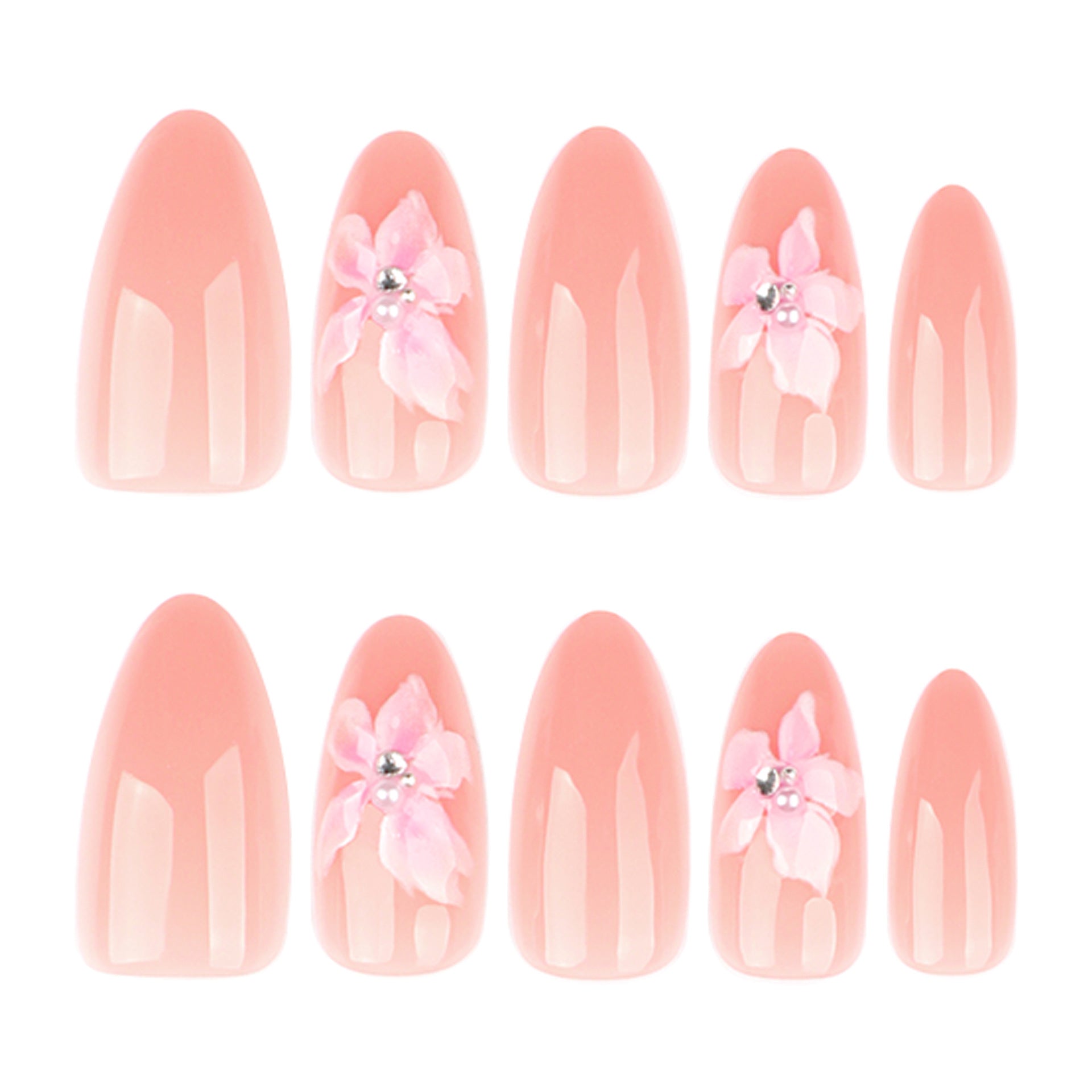純欲風3D立體花朵短款杏仁形美甲｜網紅爆款 成品 批發｜365nails