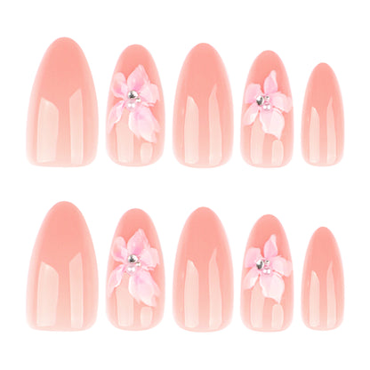 Pure desire 3D three-dimensional flower  short almond nail art Internet celebrity explosion  finished product wholesale｜365nails