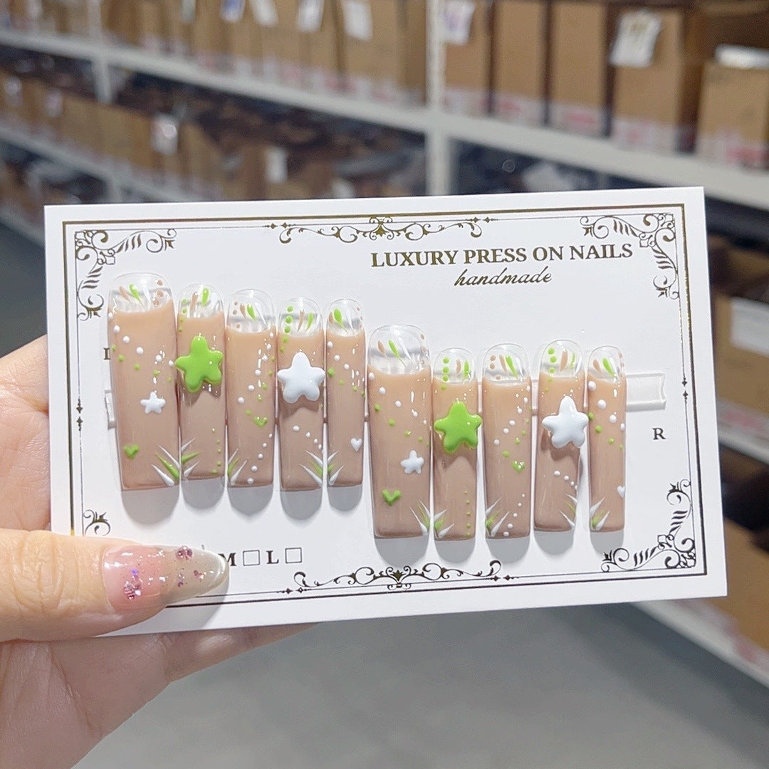 Unhas Postiças Brilhosas e Divertidas Mocha Star