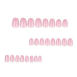 Simple short pink round glitter powder shiny press-on nails