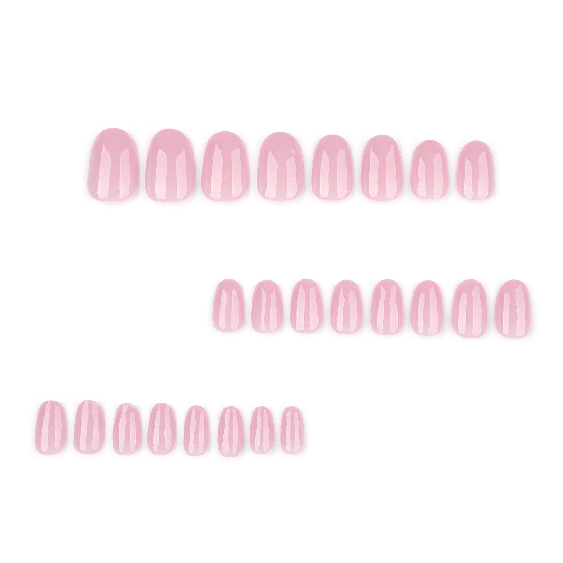 Simple short pink round glitter powder shiny press-on nails