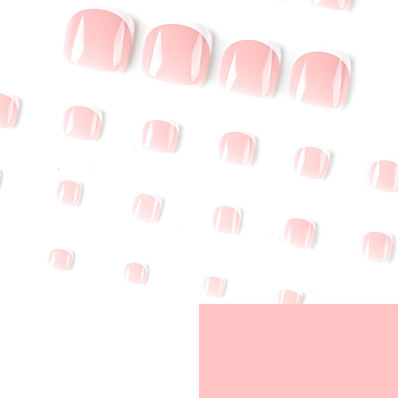 simple foot nail French white edge  advanced  short wholesale nail patch nail｜365nails