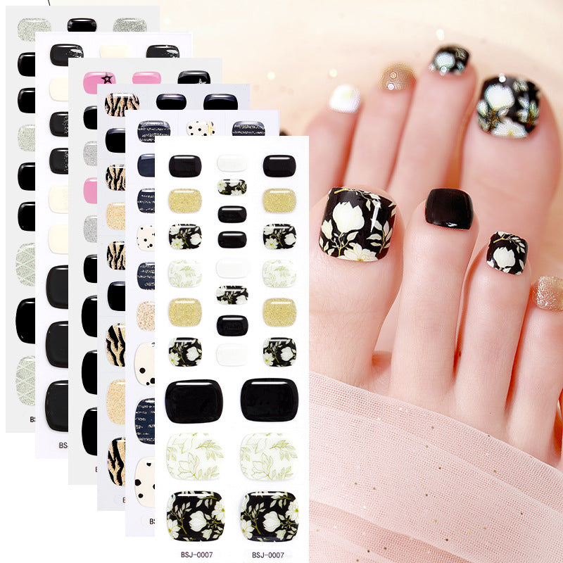 Semi-Cured Gel Nail Strips French Leopard 3D Foil Gradient Design (MOQ=3)