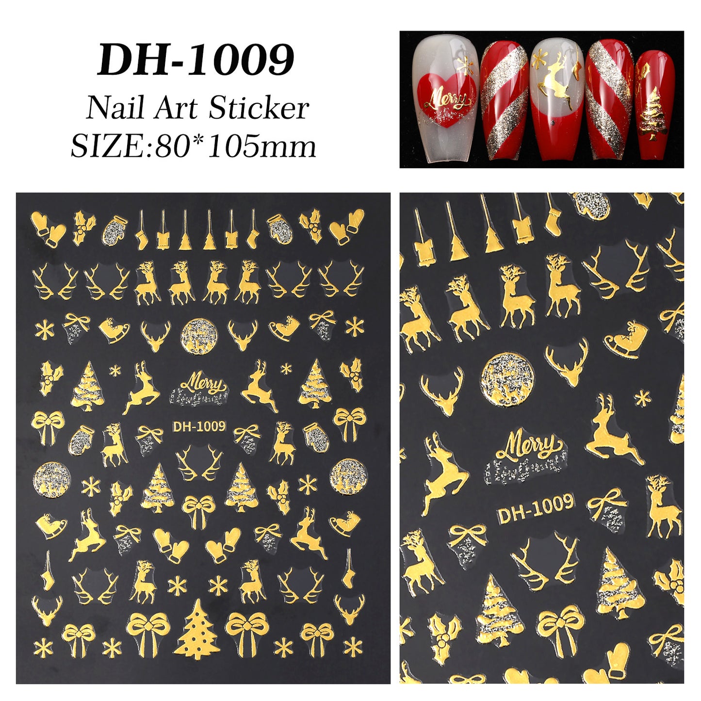 Bronzing glitter christmas nail art sticker flat adhesive snowman christmas DIY nail sticker jewelry DH