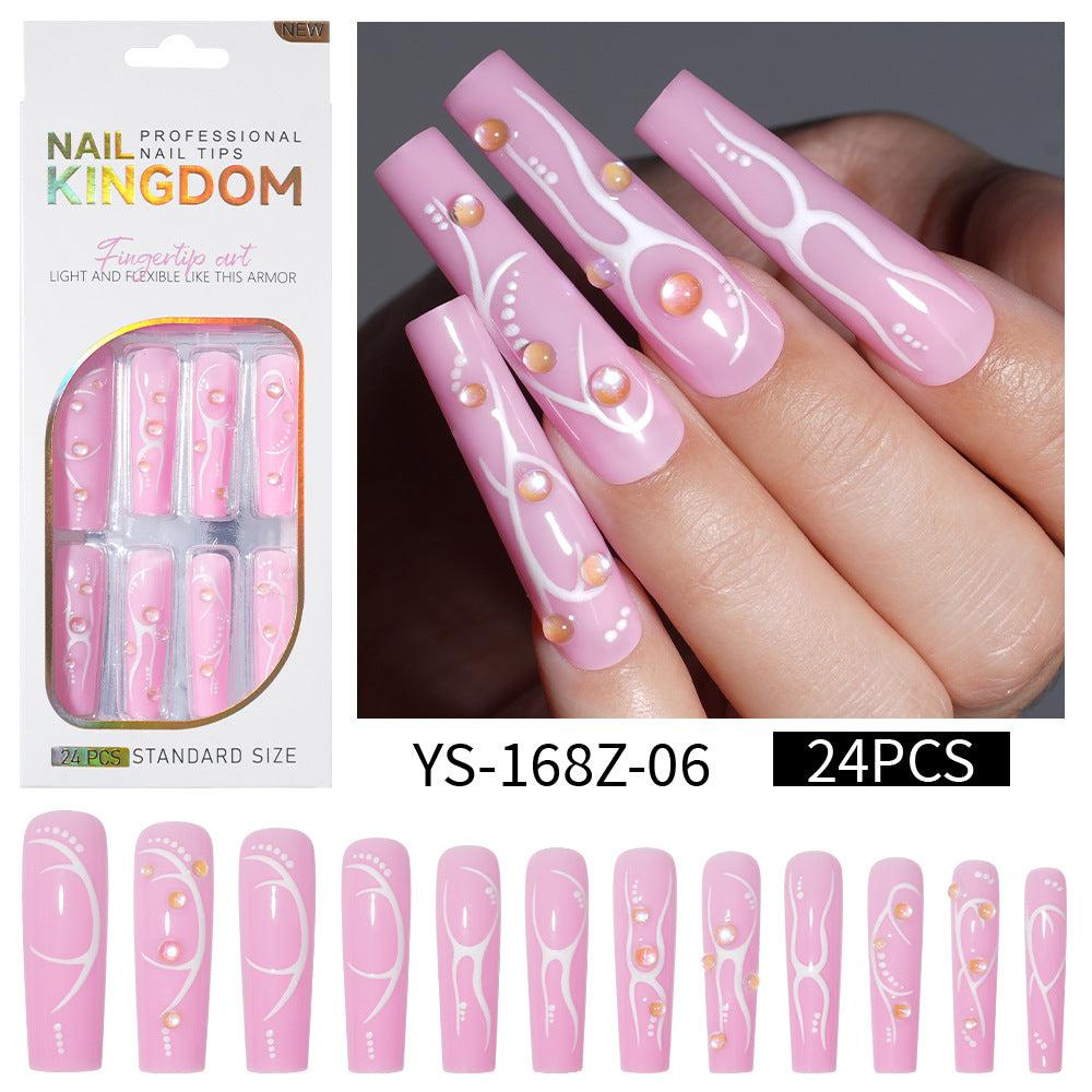 Long press on nails, French versatile patch nail art removable prefabricated fake nail press on nails piece