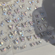 Iridescent Crystal Butterfly: "Holographic Crystal Butterfly" – 5D Embossed Nail Sticker