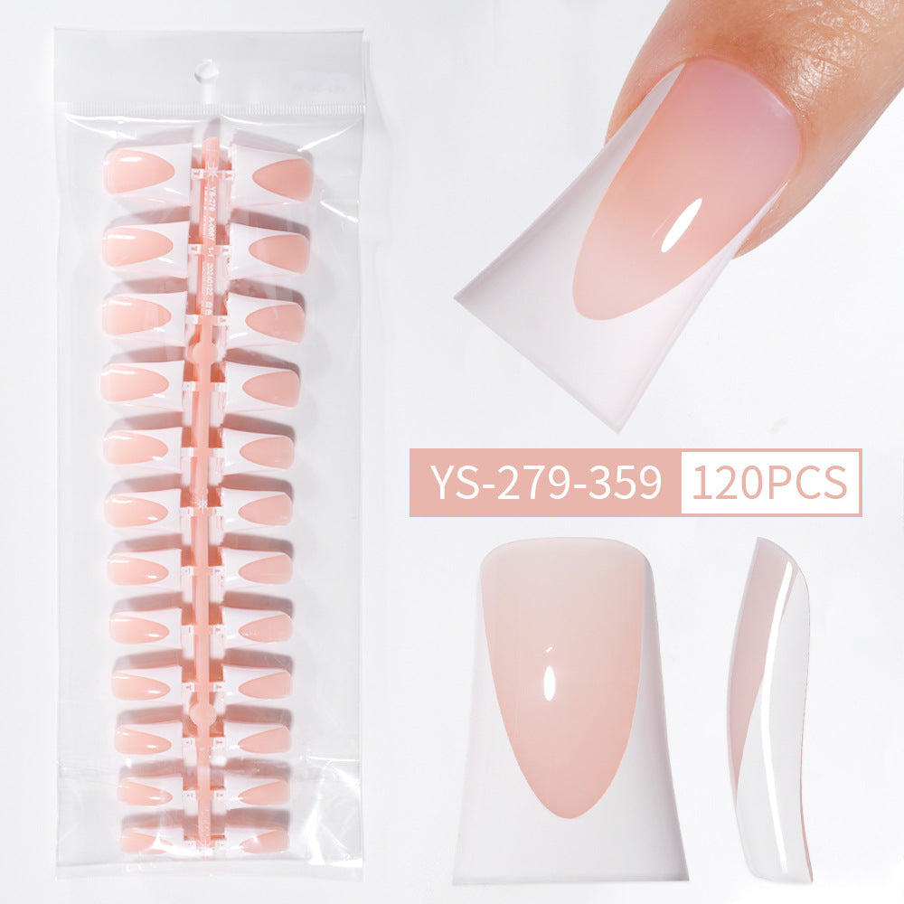 Nail Tips French Duckbill Shape Nail press on nails Piece Traceless Oil Spray Finished Product Removable False Nail Glossy Prefabricated Nude Nail Art