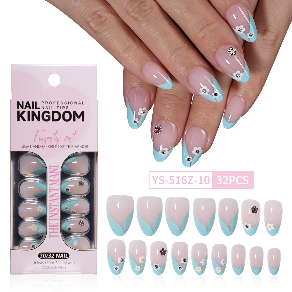 "Spring Daisy French" - Floral 32Pcs Press-On Nails Set