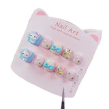 Blue Bow Hello Kitty Kids Press On Nails Set