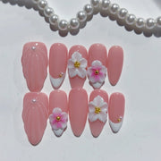 365nails 櫻花夢：「櫻花貝殼」— 杏仁形手工製3D雕刻穿戴甲