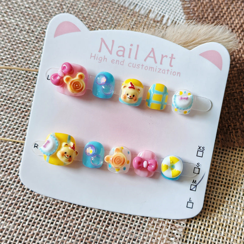 365nails-Winnie the Pooh Kids Series: "Honey Pot Party" – Short Square Kids Nail Art