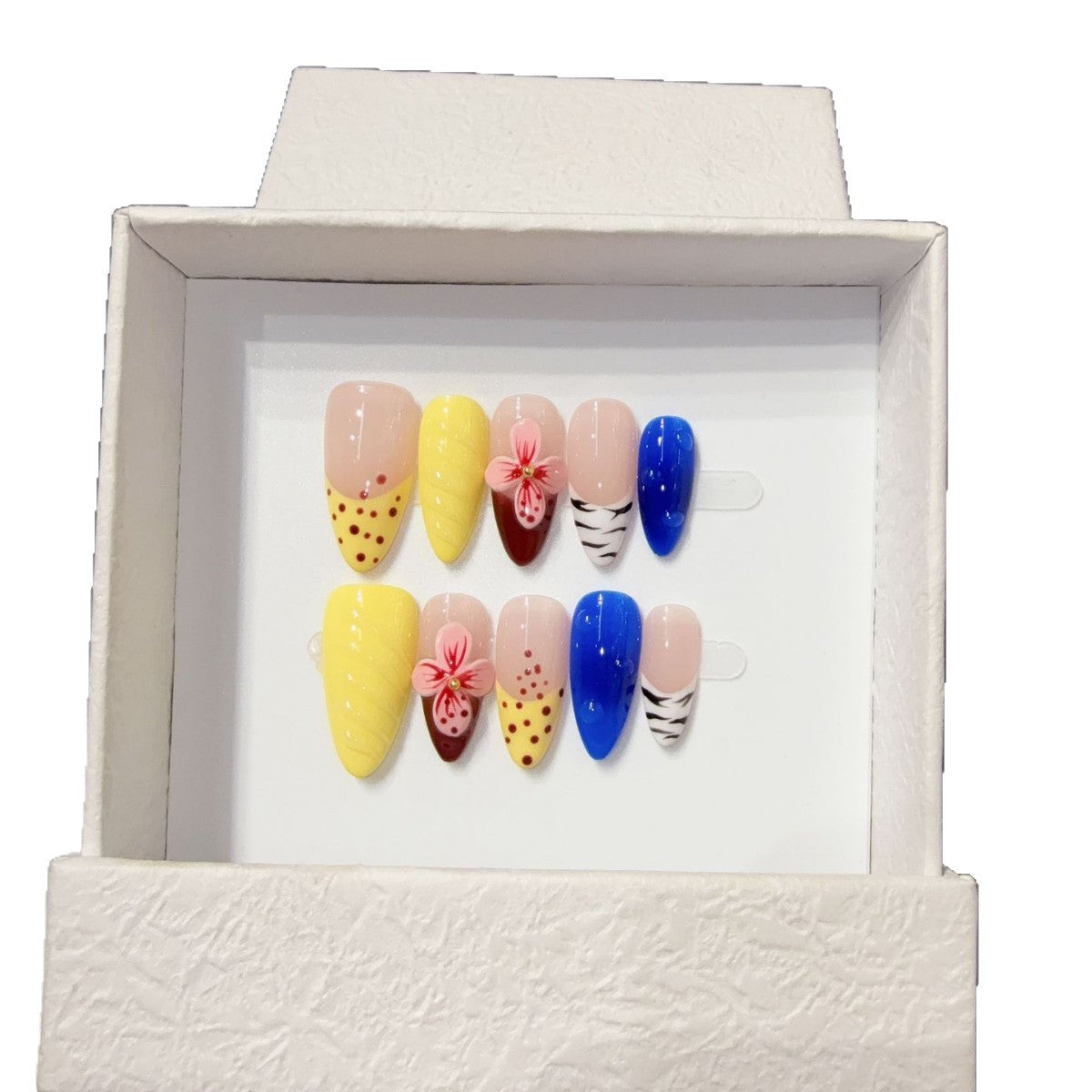 365nails: "Candy Splash" – Unhas Stiletto Feitas à Mão com Arte Abstrata 3D