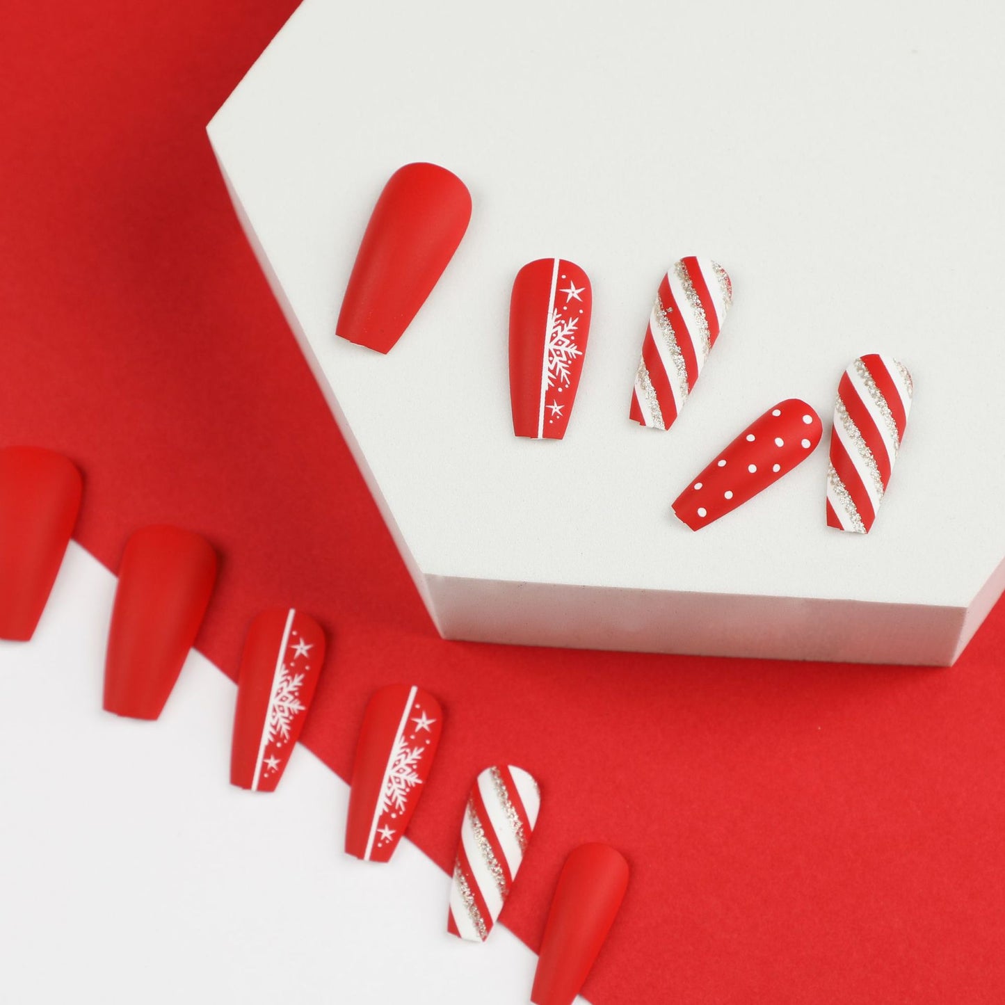 nails piece finished product wholesale Christmas snowflake polka dot press on nails piece wholesale nails patch wholesale nails piece fake nails｜365nails