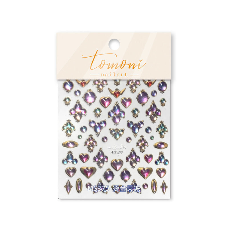 365nails: "Crystal Heart Gemstone Gold Foil" – nail art stickers