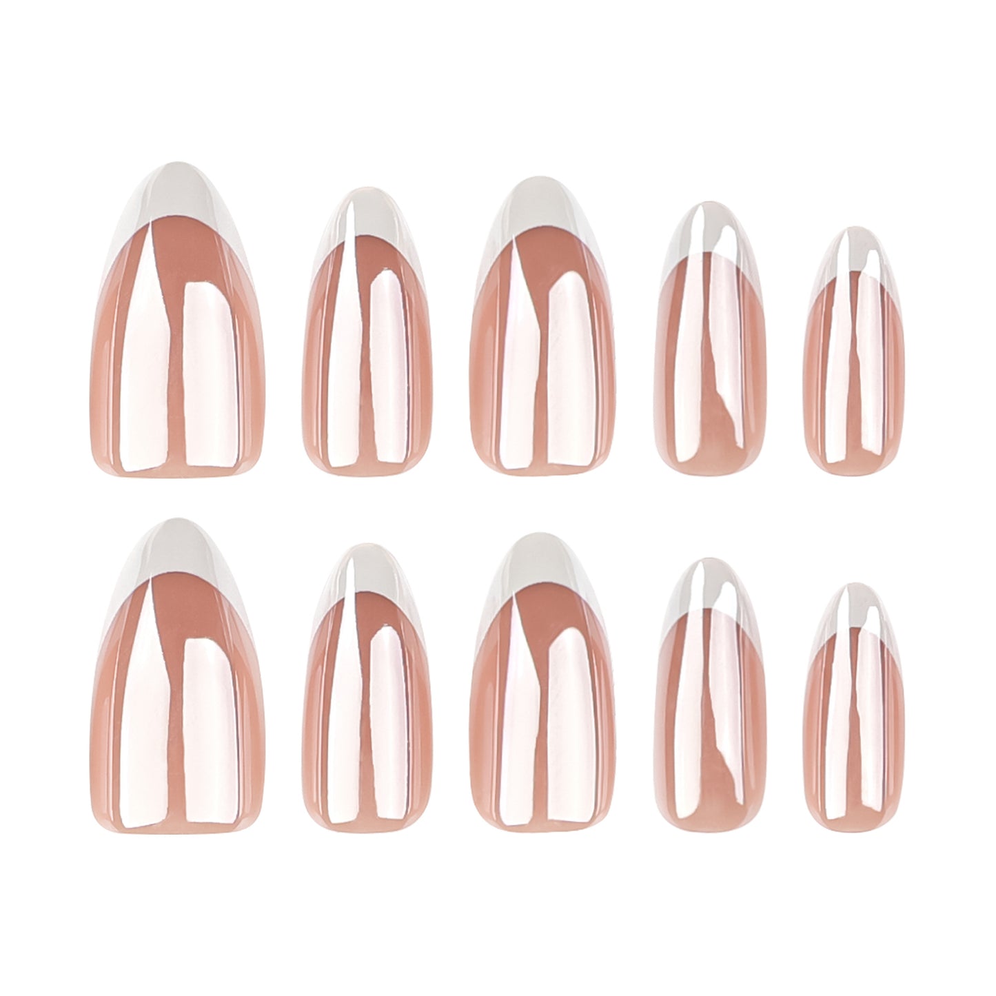 Simple French white wearing nail short almond high-end nail art coating fake nail repeatable nail piece wholesale