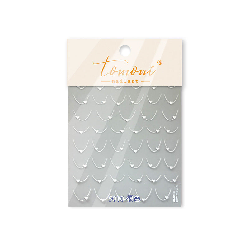 Minimalist Smile Line Collection: "Pearl Smile" – 3D Holographic Nail Sticker