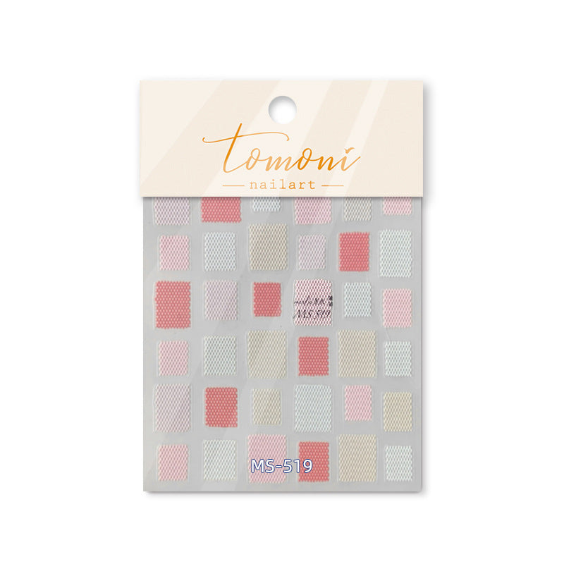 Pastel Checkered Square: "Vintage Gingham Plaid" – 5D Embossed Nail Sticker