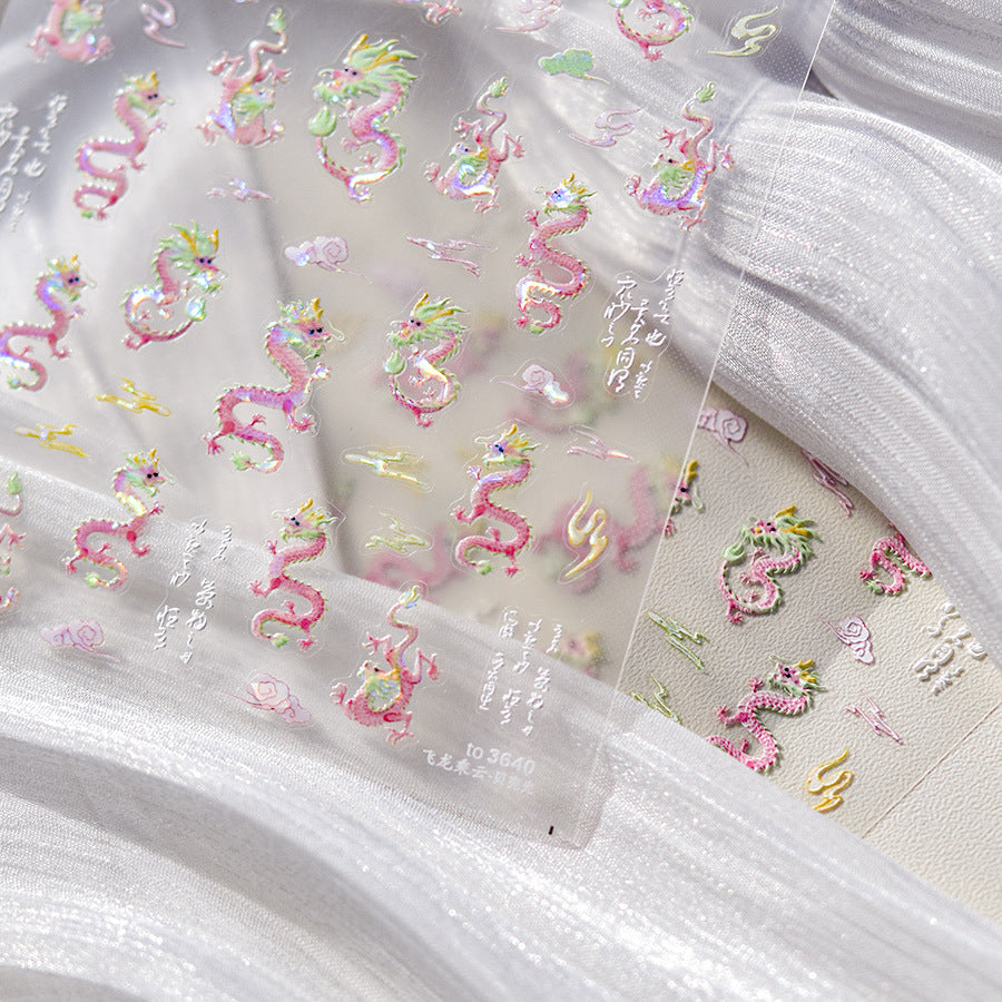 365nails: "Iridescent Pink Dragon" – nail art stickers