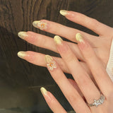 Primavera y verano, diario, pequeñas flores frescas de color blanco lechoso, degradado suave, ojos de gato blancos | 365nails