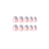 Adesivo francês prateado com glitter, doce e descolado, branco estrelado, unha curta ｜365nails