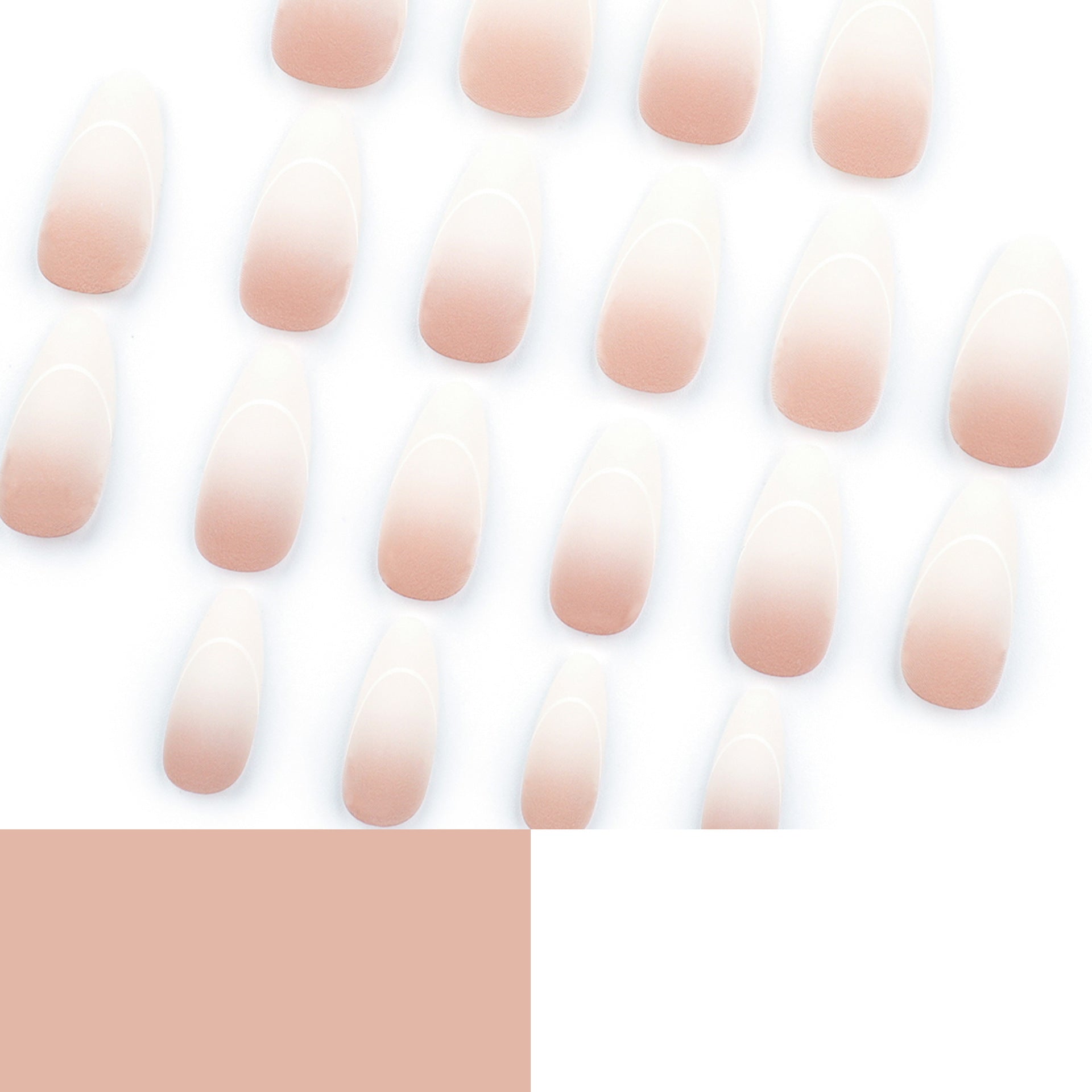 簡約粉白漸變 白色弧線 短款杏仁形 穿戴甲 成品可卸 甲片｜365nails