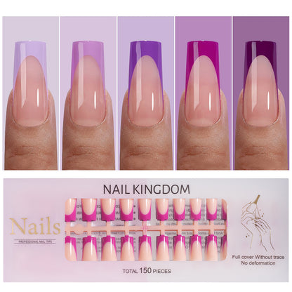 Nail Tips French press on nails, popular in Europe and the United States, five-color seamless 150 pieces, boxed removable nail prefabricated patch nail art piece