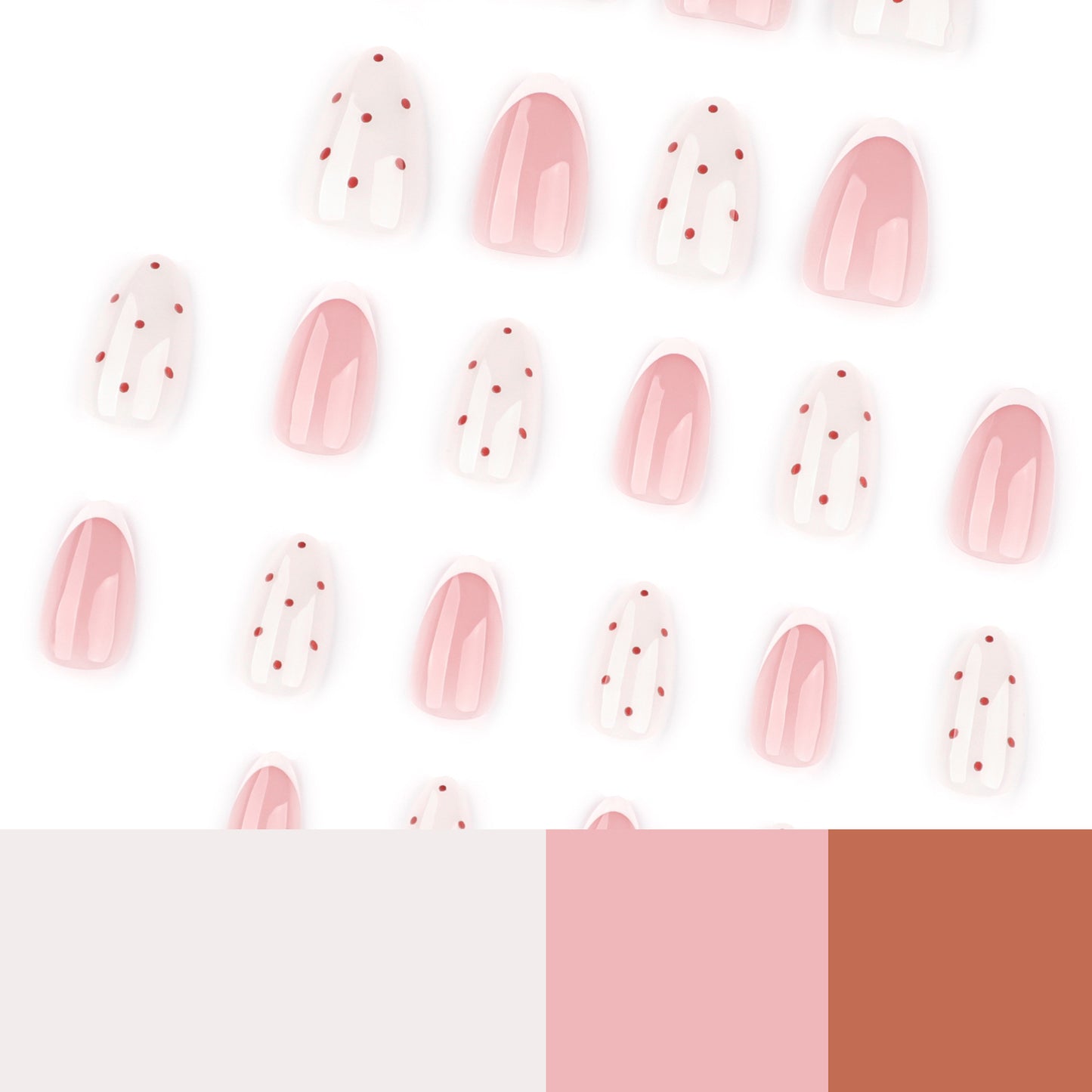 Almond Polka Dots Simple French White press-on nails