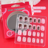 Children press on nails, cartoon 24-piece boxed finished product, sweet and cute children's removable fake nail patch manicure