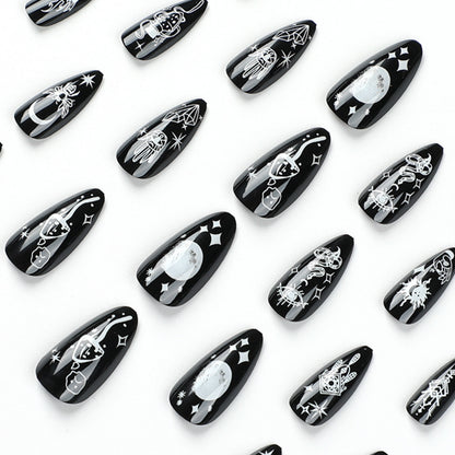 Nail art pieces Star and moon snake pattern Fake nail pieces Wholesale Nail art pieces Wholesale Wear nail Removable manicure｜365nails