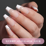 Press on nails French trapezoidal simple high-end sense 30 pieces box detachable fake nail finished pre-made manicure