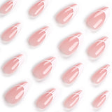 Unha francesa simples com emenda de borda branca, peça de unha nude amêndoa, peça de unha vestível, unha prensada｜365nails