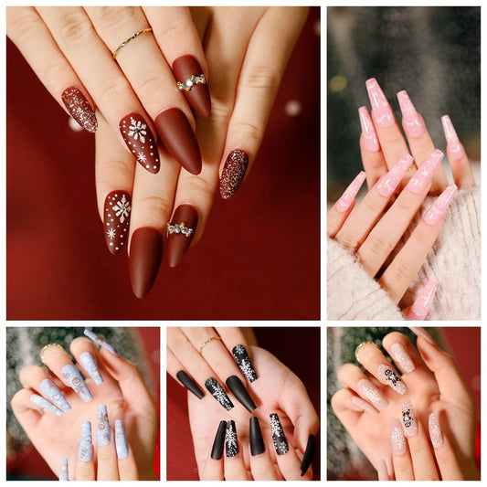Fake nails press on nails Christmas wear nail art finished collection nail patch nail art sticker factory sales｜365nails