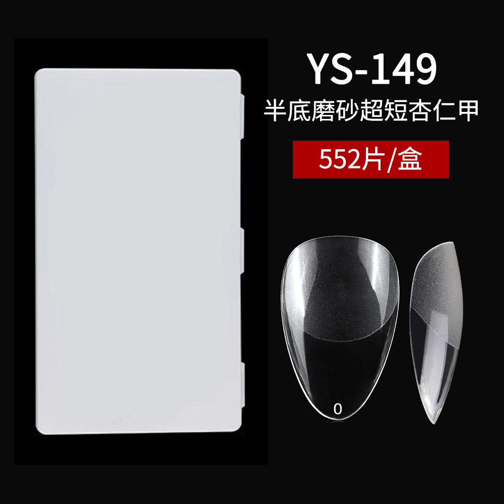 Nail Tips Nail sheet semi-matte transparent short almond nail trapezoidal free grinding full sticker seamless patch fake nail wholesale