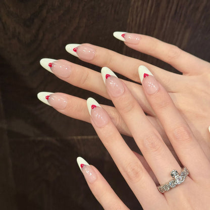 Sweet Wish Hand-painted Atmosphere French Simple Love White Sweet Sister Versatile Handmade nails | 365nails