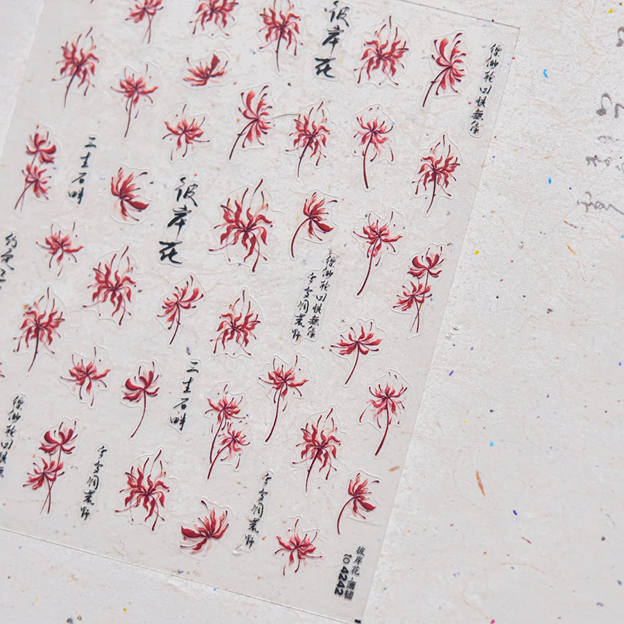 365nails: "lys araignée rouge encre chinoise" – Autocollants nail art