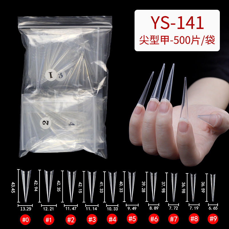 Nail Tips Long salons press on nails pieces, long tip 120 pieces, boxed transparent thin dog lengthened art nail pieces, women