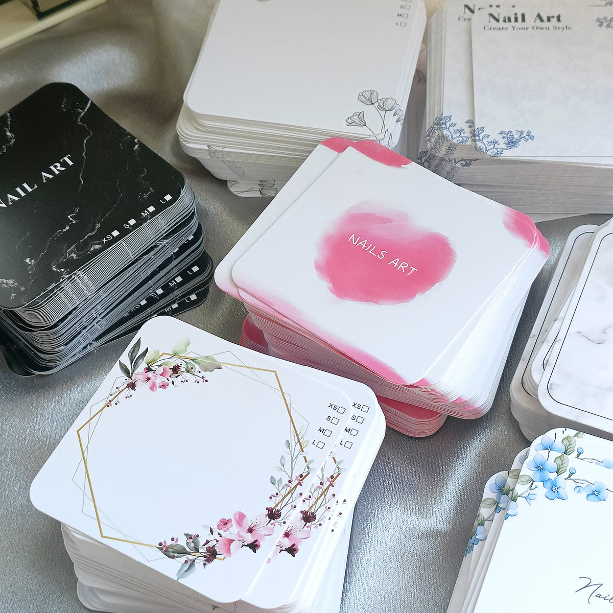 Assorted Square Nail Art Display Cards for Press‑On Nails(MOQ=50pcs)