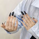 Handmade Wear Nail Black Checkerboard Bear Love Versatile Wear Nail Nail Art Removable | 365nails