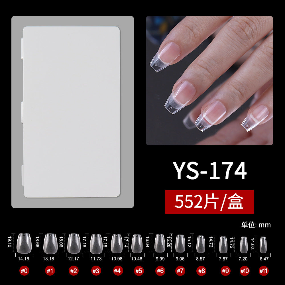 Nail Tips Nail sheet semi-matte transparent short almond nail trapezoidal free grinding full sticker seamless patch fake nail wholesale