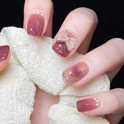 Press on  nail piece Sweet fairy nail piece Cute girl pure desire blush nail ice through new fake nails｜365nails