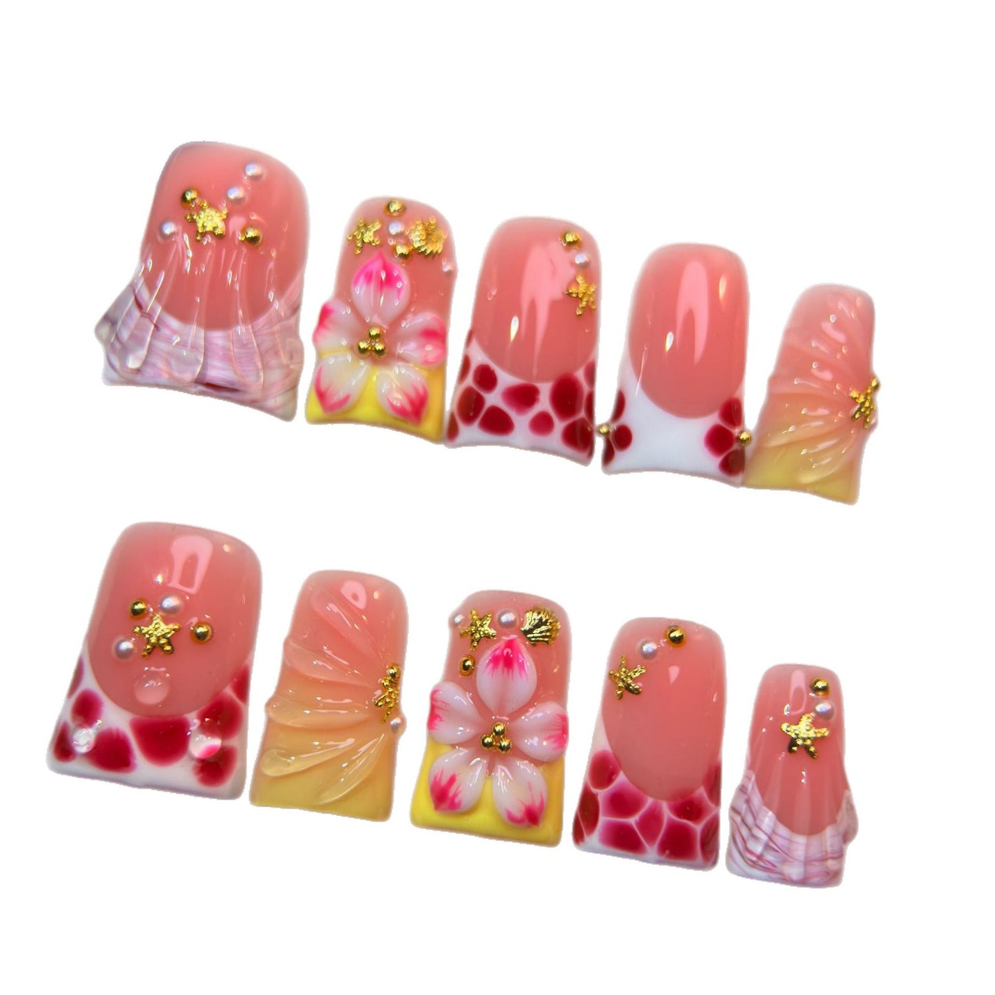 Autumn Blush Floral Duckbill Press On Nails