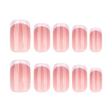 Short square French white explosion press-on nails