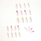 Patch de unha com acabamento artístico da série Rainbow French, removível ｜365nails