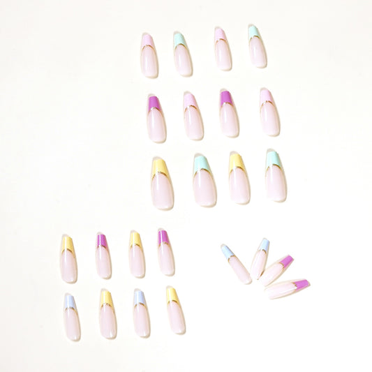 Rainbow French Series  Art Finished  nail patch Detachable  ｜365nails