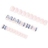 Unhas postiças de borboleta, unhas postiças médias e longas, unhas quadradas de pressão mais vendidas｜365nails