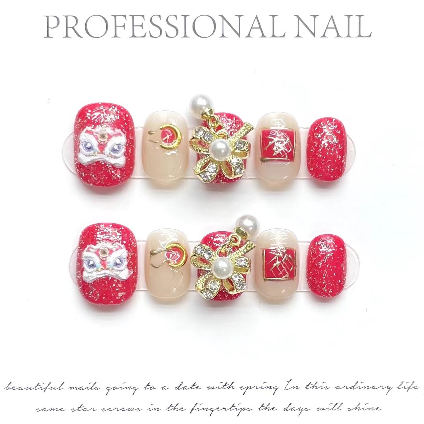 Holiday Mix Sparkle Cute Glam Nails