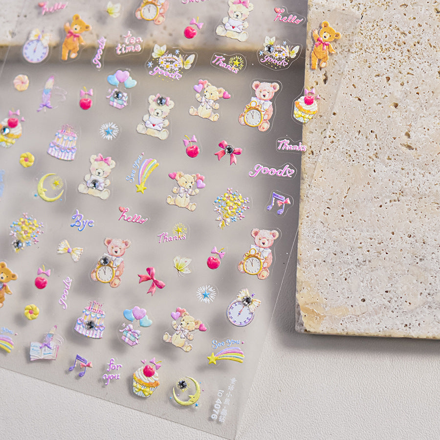 365nails: "Pastel Teddy Party" – nail art stickers