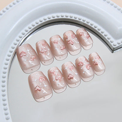 Pontas de unha pré-fabricadas, unhas brilhantes, estrela tridimensional, amor, olho de gato, divertidas, doces, versáteis, peças de arte para unhas, 30 peças｜365nails