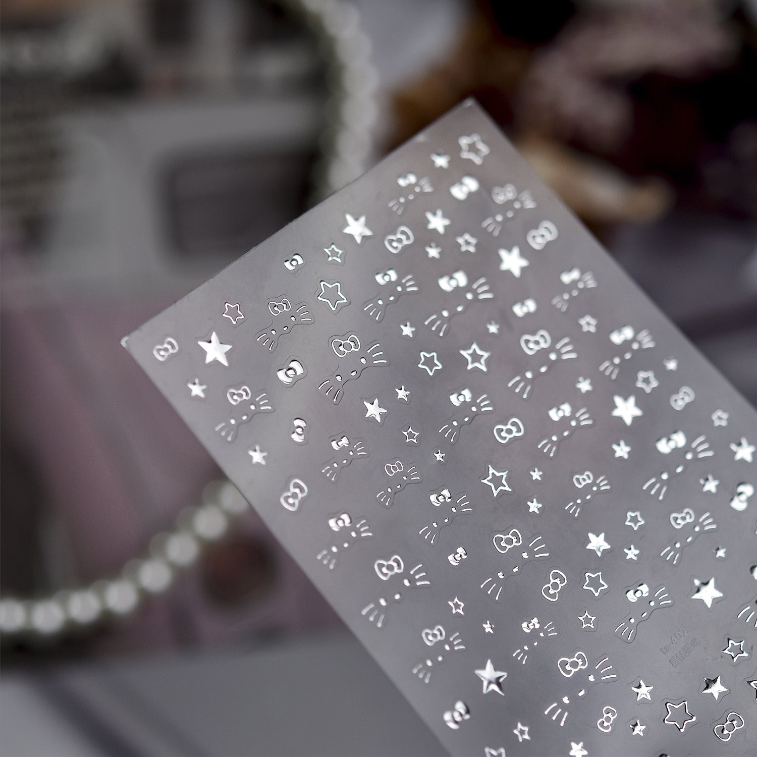 Silver Star Cat – Cute Y2K Nail Art Sticker Stickers