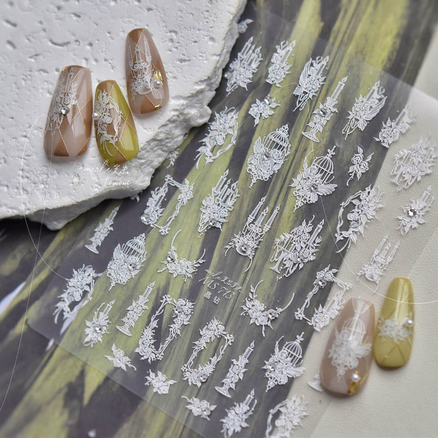 365nails: "화이트 바로크 펄" – 네일 아트 스티커